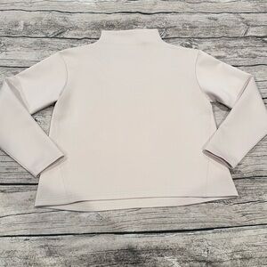 ADAY Light Putty “Sand” Colored Long Sleeve “Like A Boss” Mock Neck Top Size XS